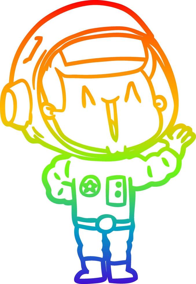 arcobaleno gradiente linea disegno cantando cartone animato astronauta vettore