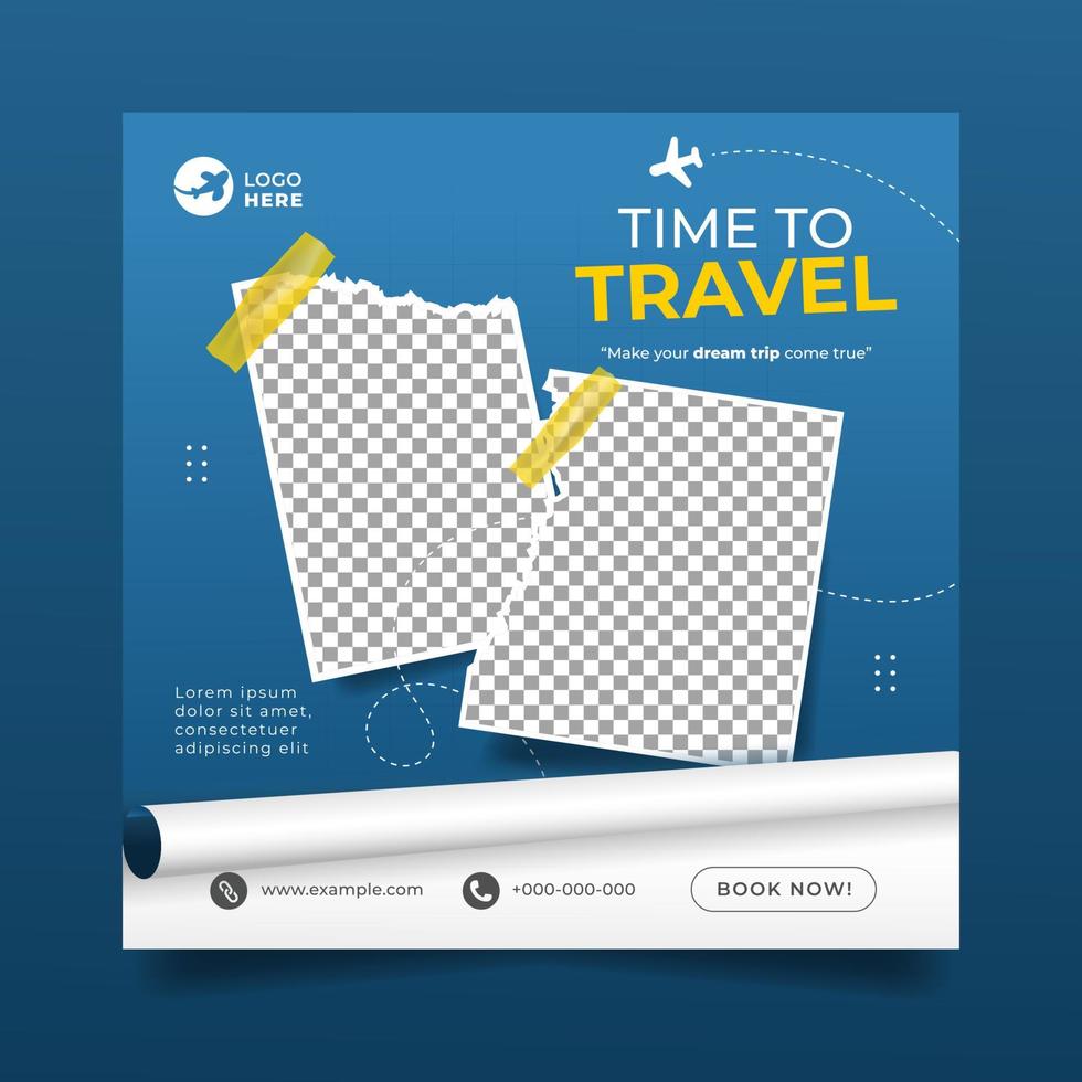 banner di viaggio moderno per post sui social media per le vacanze vettore