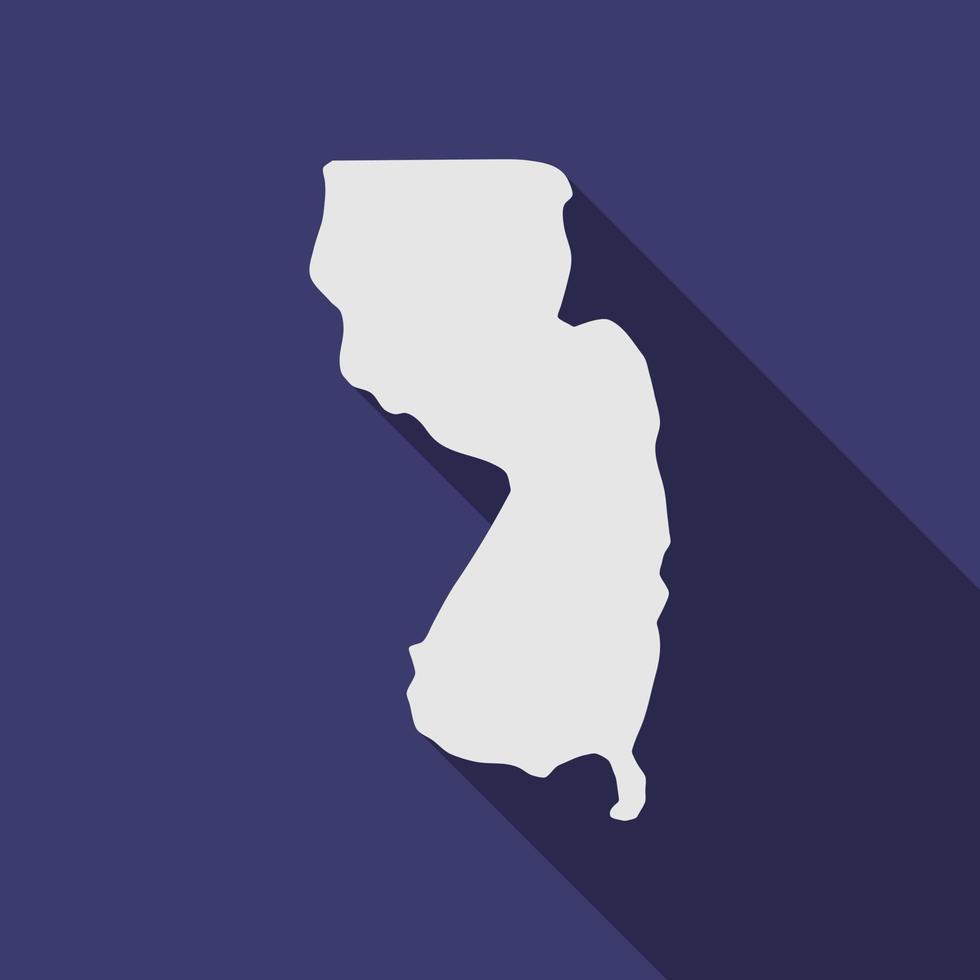 mappa dello stato del New Jersey con una lunga ombra vettore