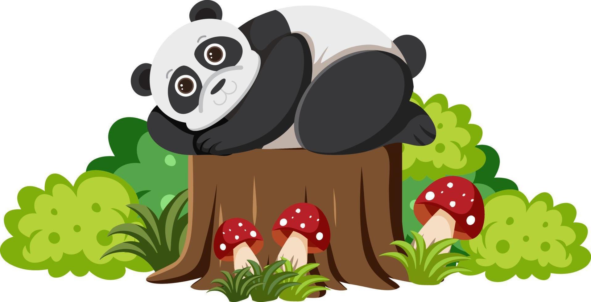 simpatico orso panda in stile cartone animato piatto vettore