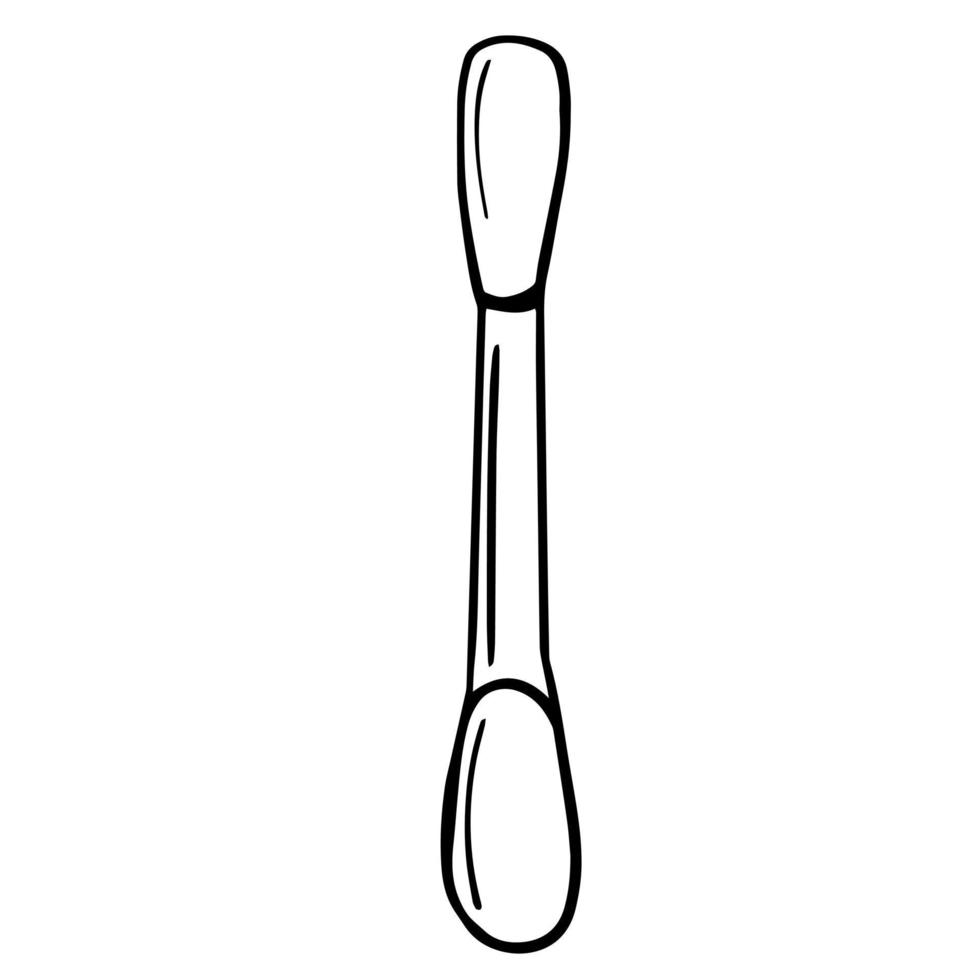 scarabocchio nero di un orecchio. illustrazione di accessori per il bagno disegnati a mano. illustrazione di arte della linea del bastone dell'orecchio vettore