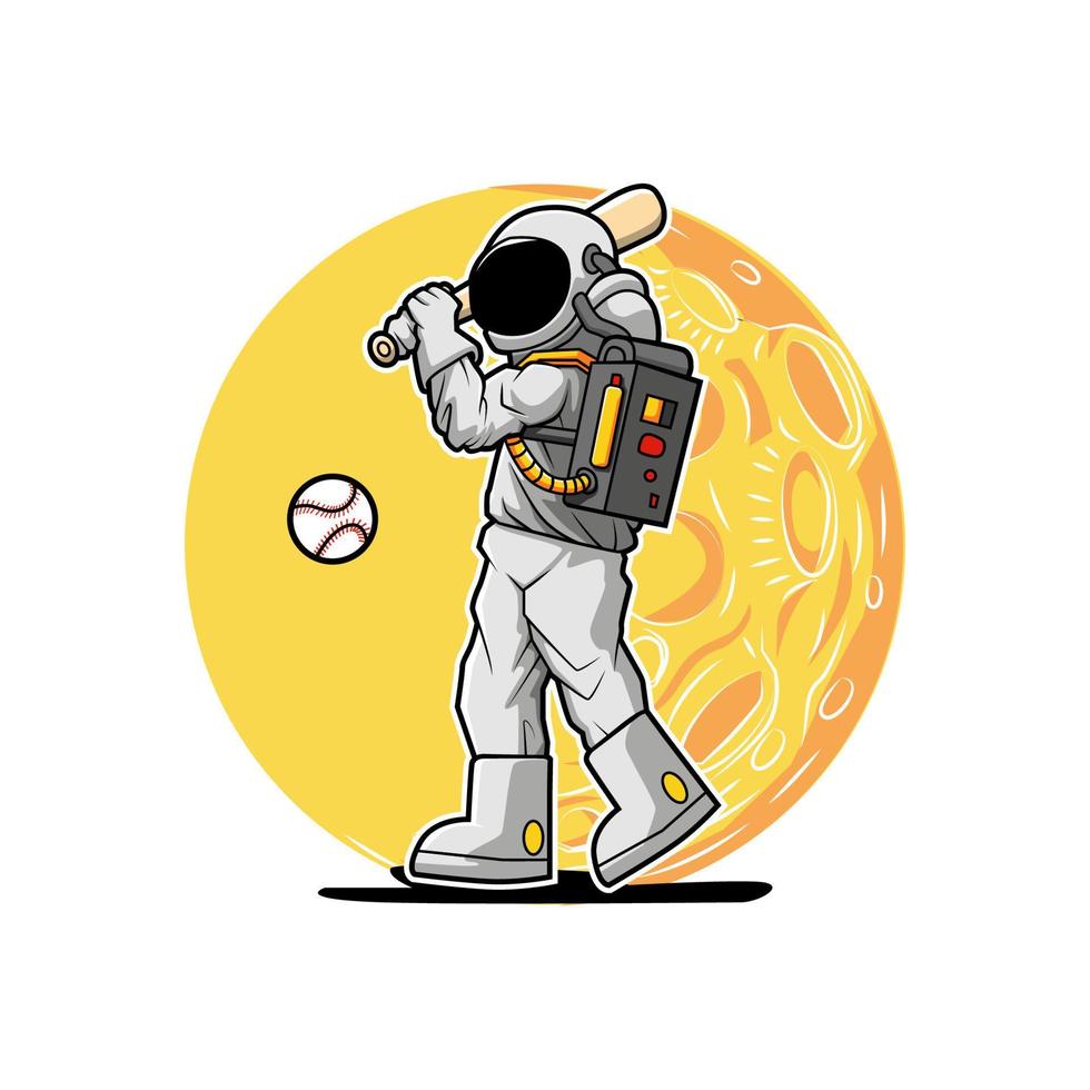 astronauta che gioca a baseball illustrazione vettoriale design