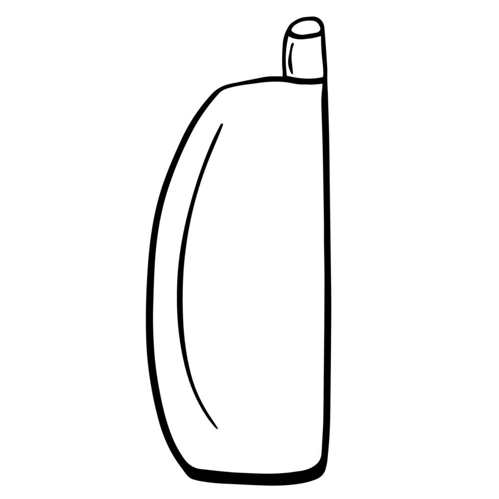 scarabocchio nero di una bottiglia. illustrazione di accessori per il bagno disegnati a mano. illustrazione di arte della linea della bottiglia vettore