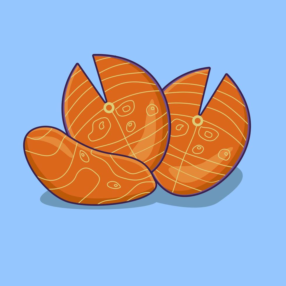 salmone di pesce rosso per menu di sushi cibo illustrazione vettoriale isolato sfondo blu.