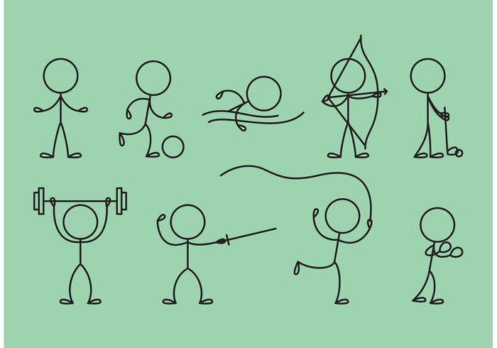 Stick Figure Icons Sport vettore