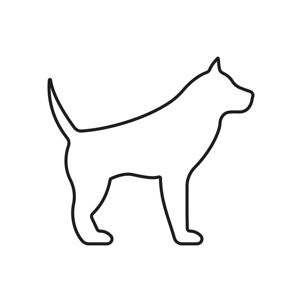 cane di razza cane da riporto in piedi simbolo piatto. cane cucciolo domestico felice linea nera icona. grande logo del cane. mammifero labrador animale domestico carino forma contorno pittogramma. illustrazione vettoriale isolata.