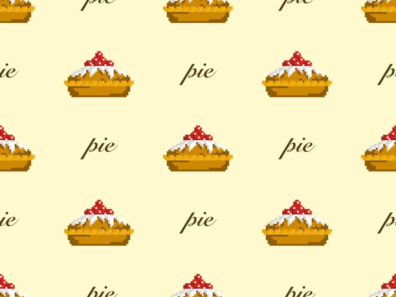 personaggio dei cartoni animati di torta senza cuciture su sfondo giallo. stile pixel vettore