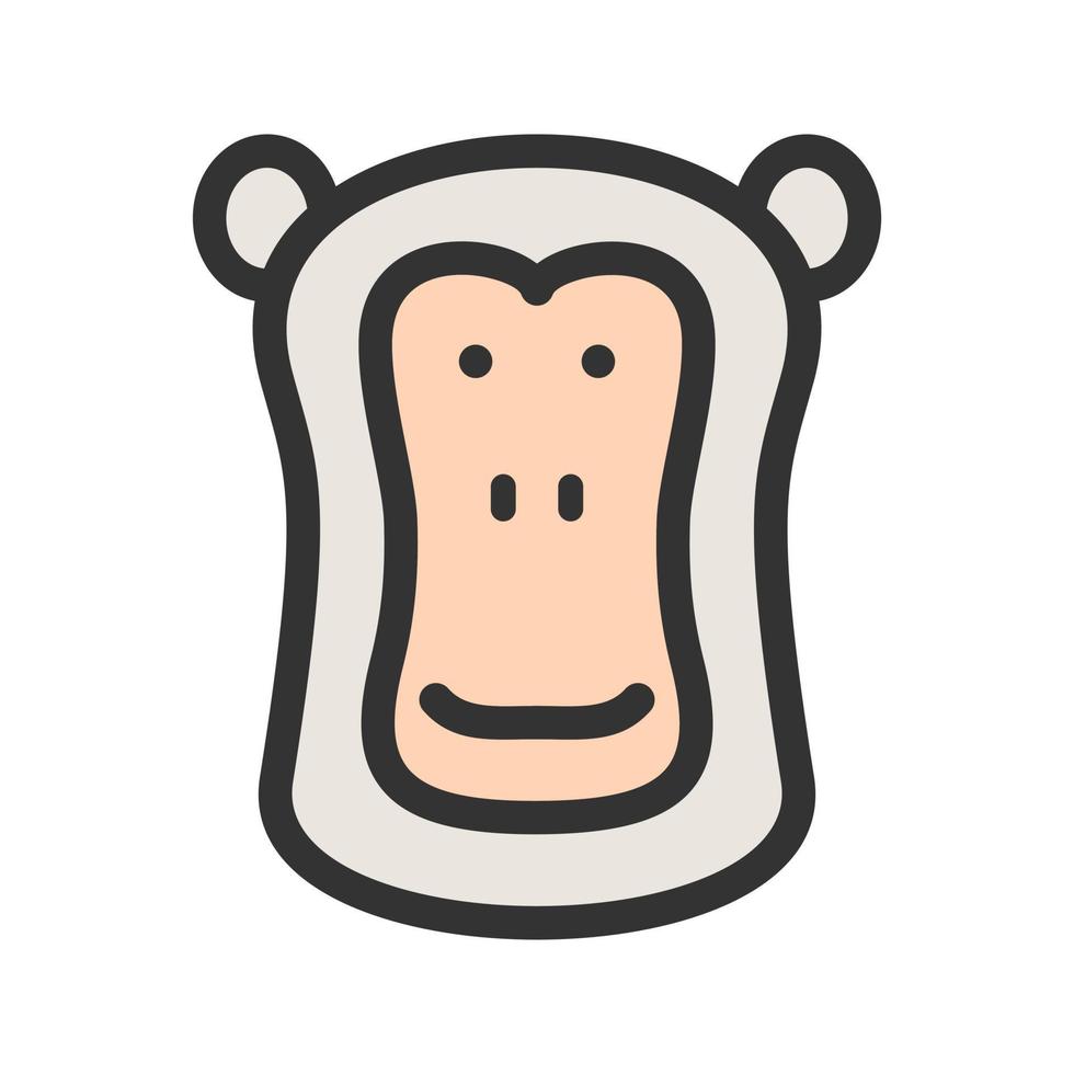 icona della linea riempita con la faccia del babbuino vettore