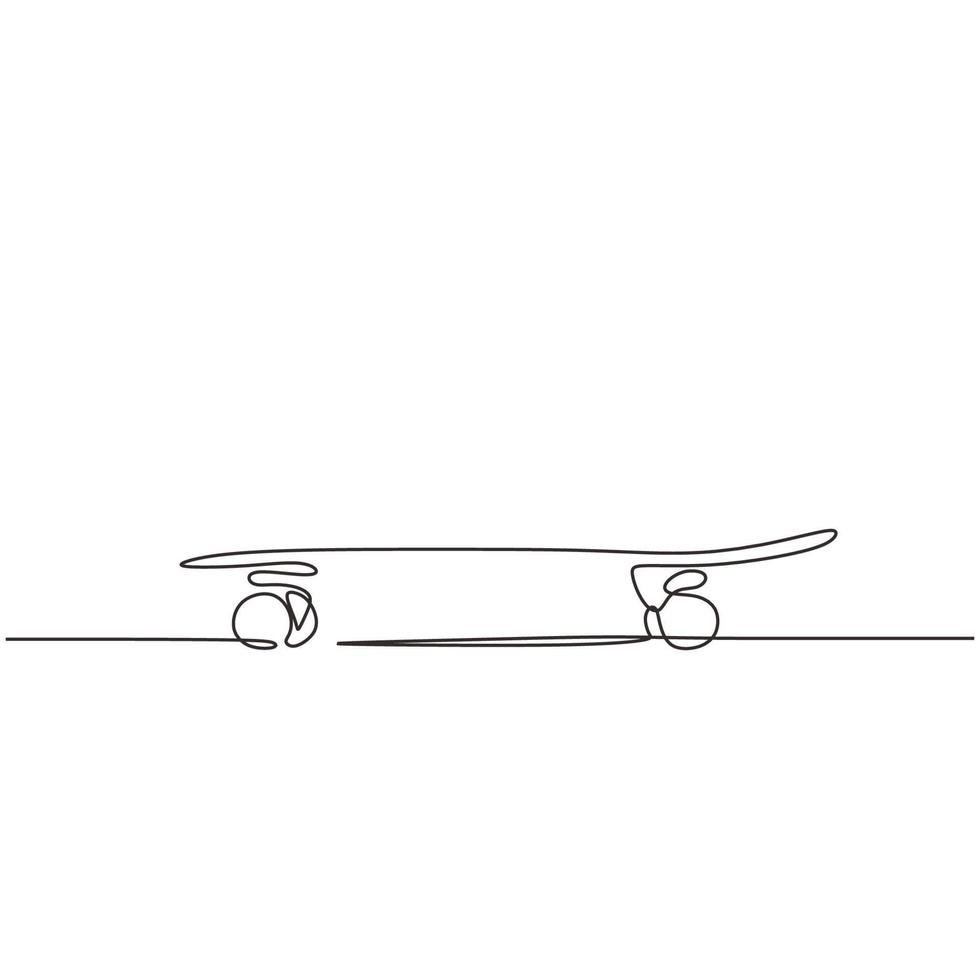 disegno continuo di una linea dell'illustrazione vettoriale del design minimalista dello skateboard