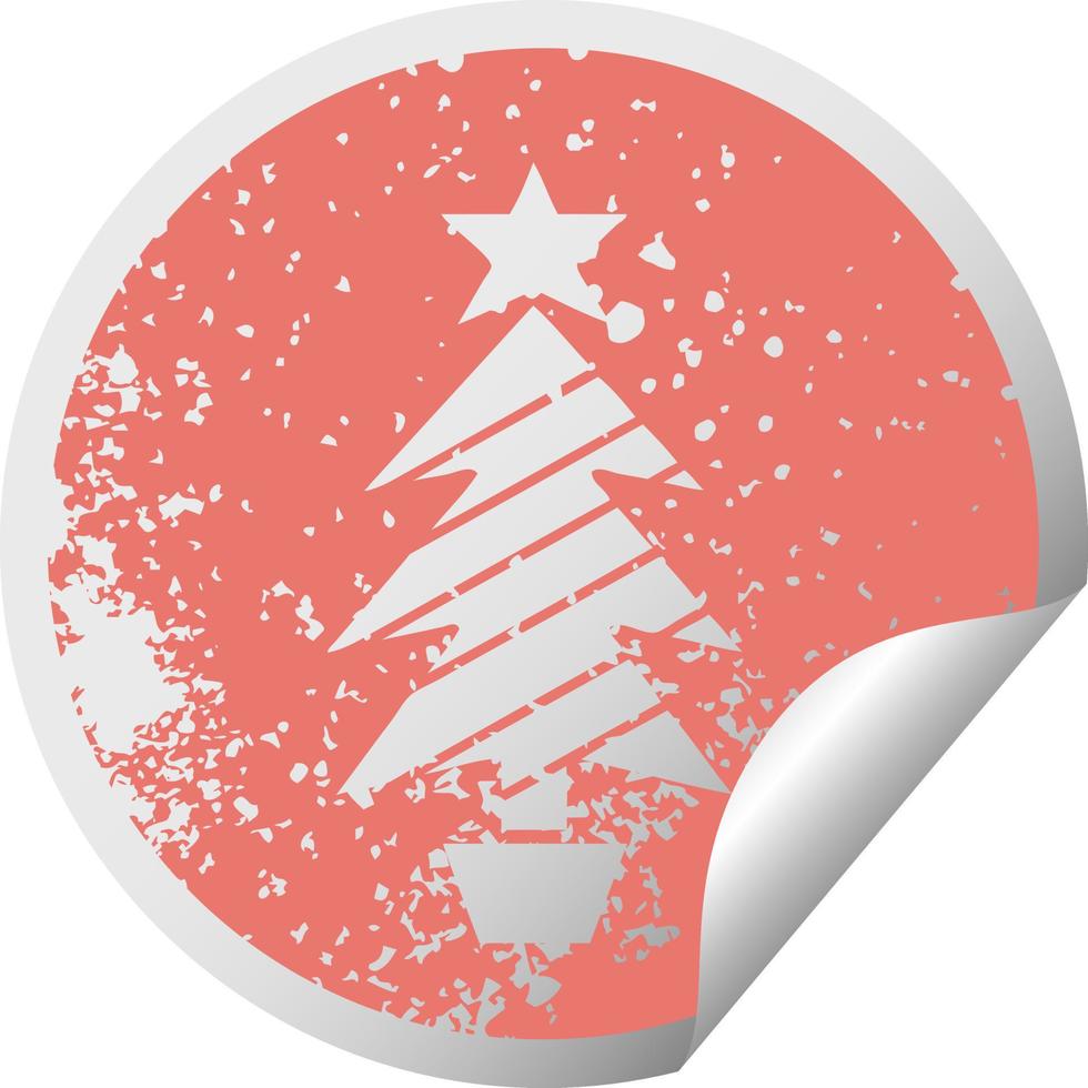 albero di Natale simbolo adesivo peeling circolare afflitto vettore