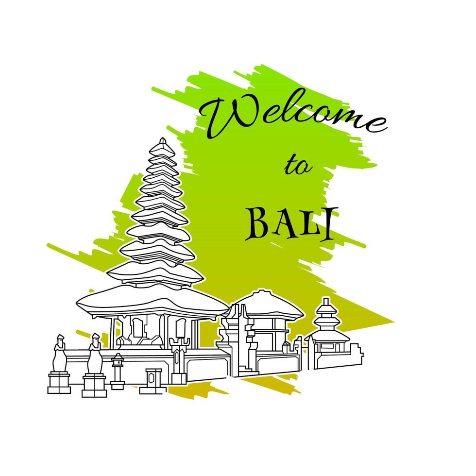 benvenuto al disegno di illustrazione vettoriale di bali