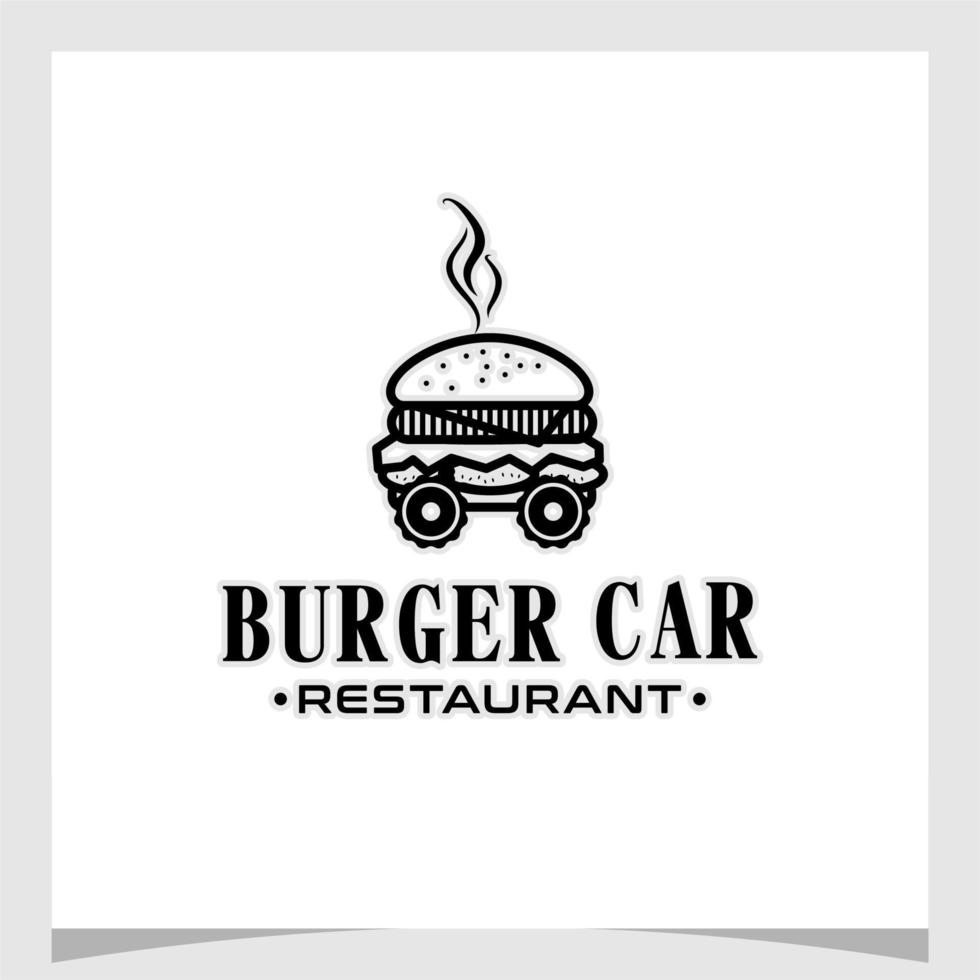 hamburger hamburger cibo di strada veicolo auto fast food ristorante logo design ispirazione vettore