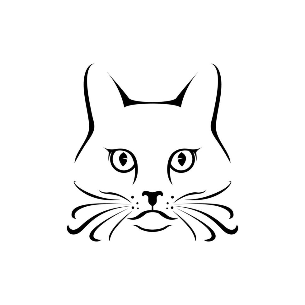 disegno vettoriale semplice e minimalista per l'illustrazione del viso del gatto