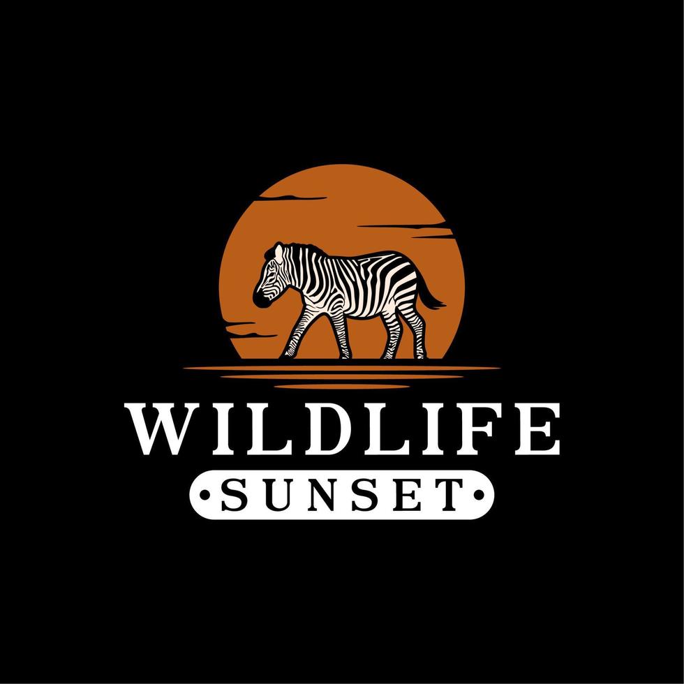 ispirazione per il design del logo della zebra di bellezza al tramonto vettore