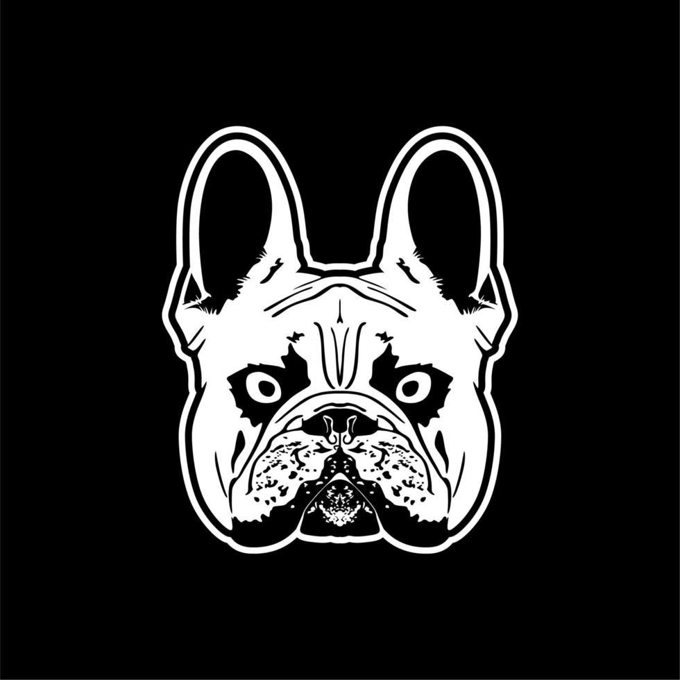 illustrazione vettoriale della testa di cane bulldog, per il logo del negozio di animali, il design dell'adesivo o il pin souvenir