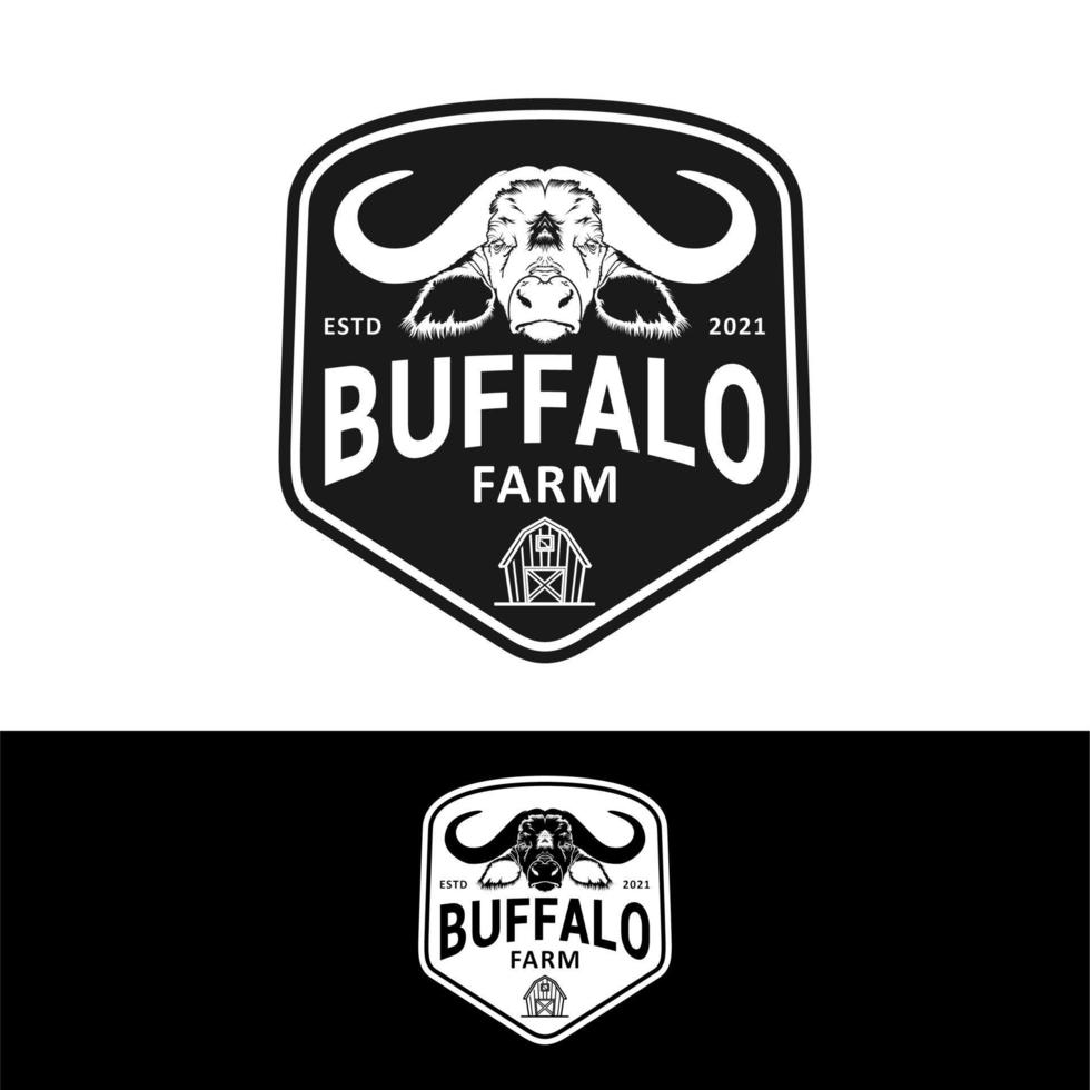 logo di bufalo a corno lungo per ispirazione al design del ranch vettore