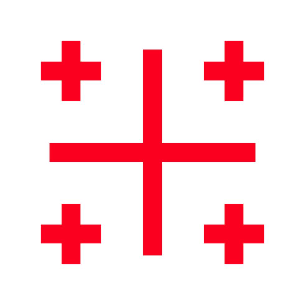 etichetta quadrata georgiana con colori della bandiera nazionale georgiana e cinque simboli a croce vettore