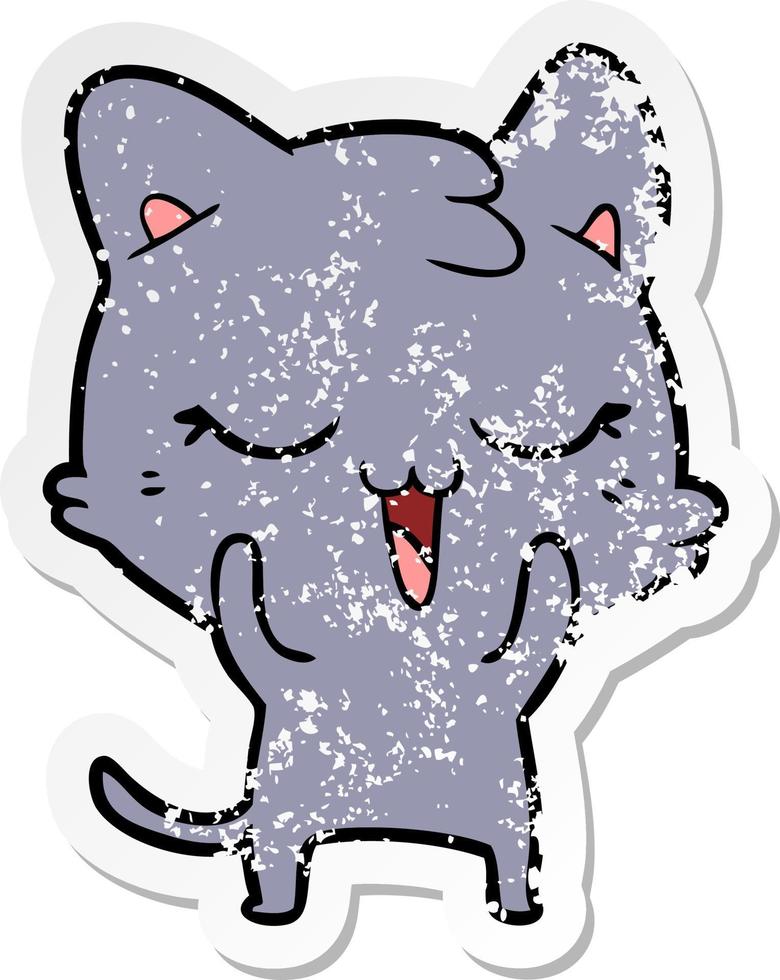 adesivo angosciato di un gatto dei cartoni animati vettore