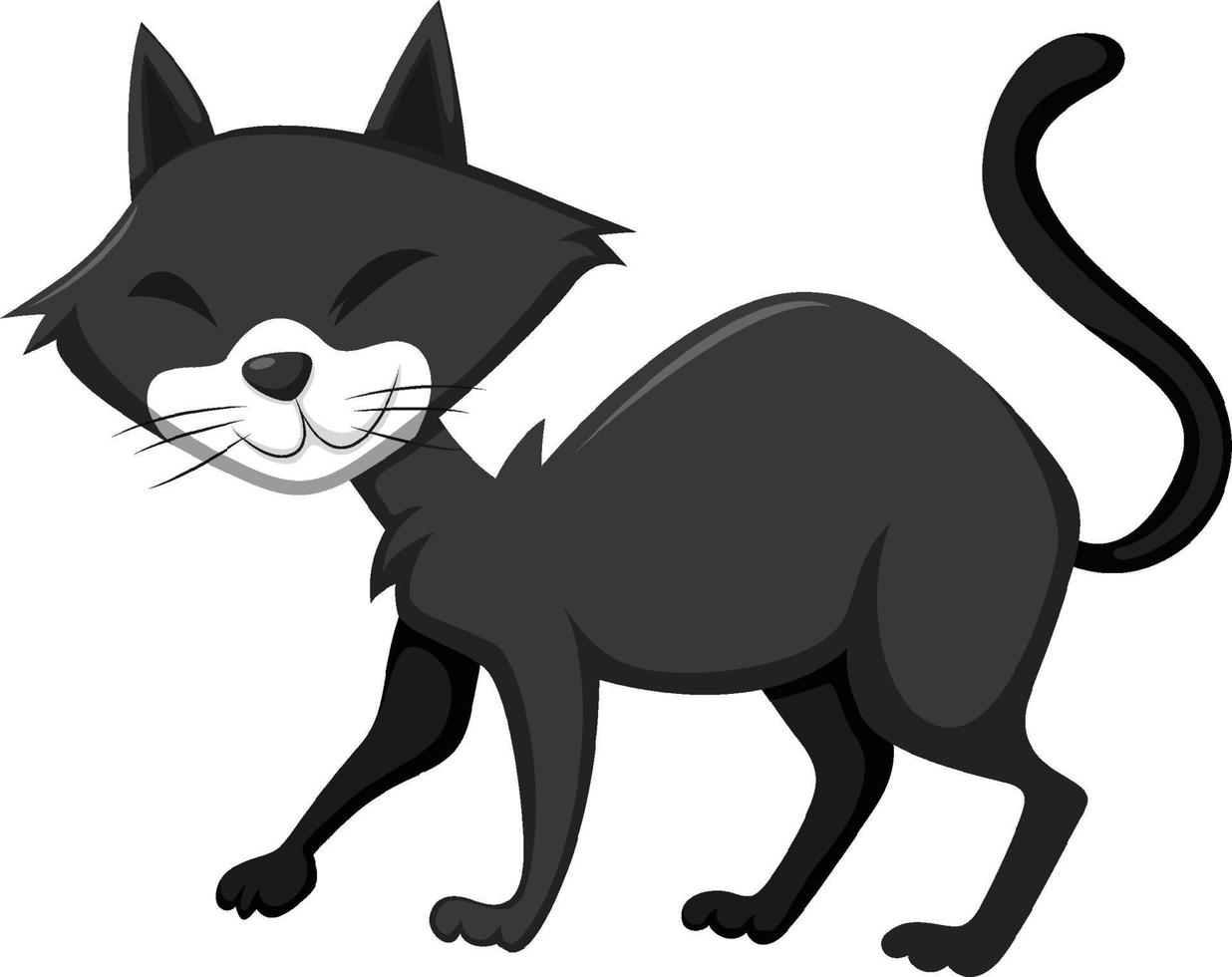 gatto nero in stile cartone animato vettore