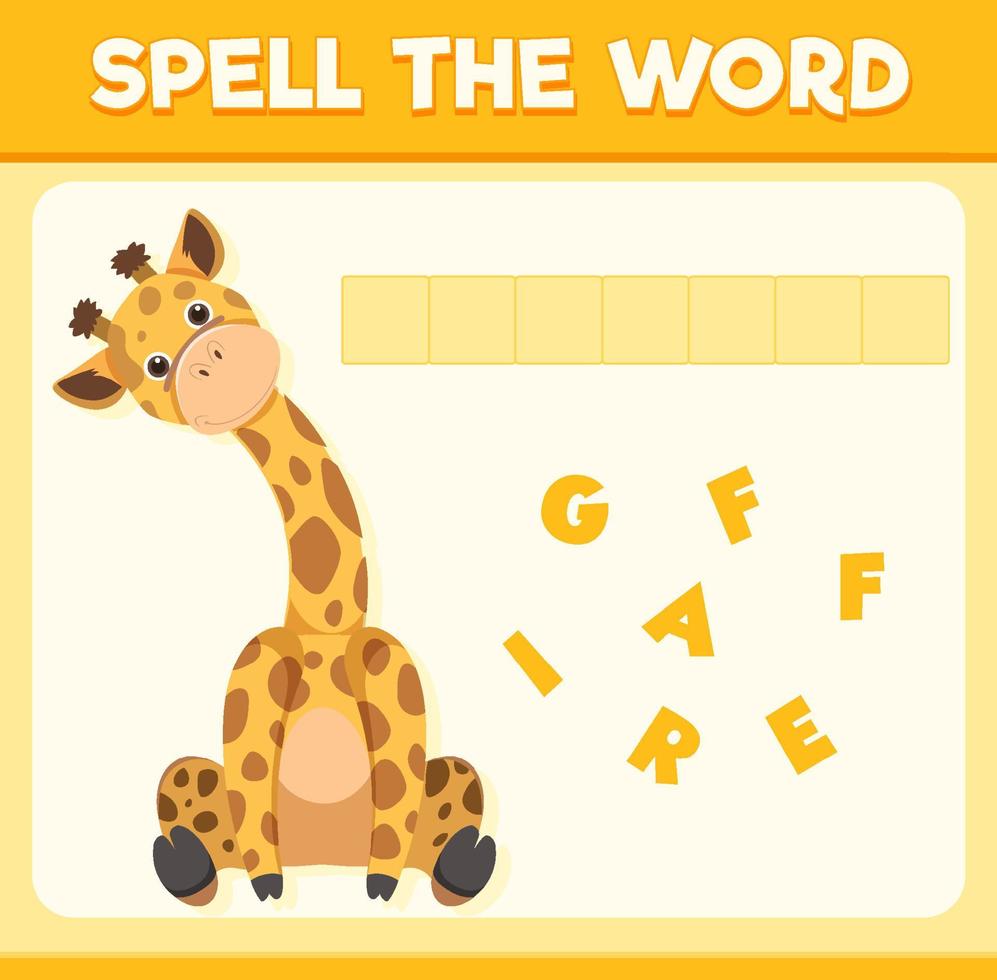 incantesimo gioco di parole con giraffa di parole vettore