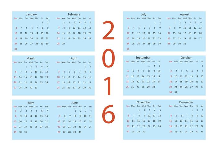 calendario vettoriale 2016
