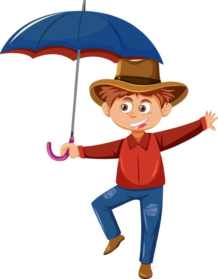 un uomo con in mano un ombrello vettore