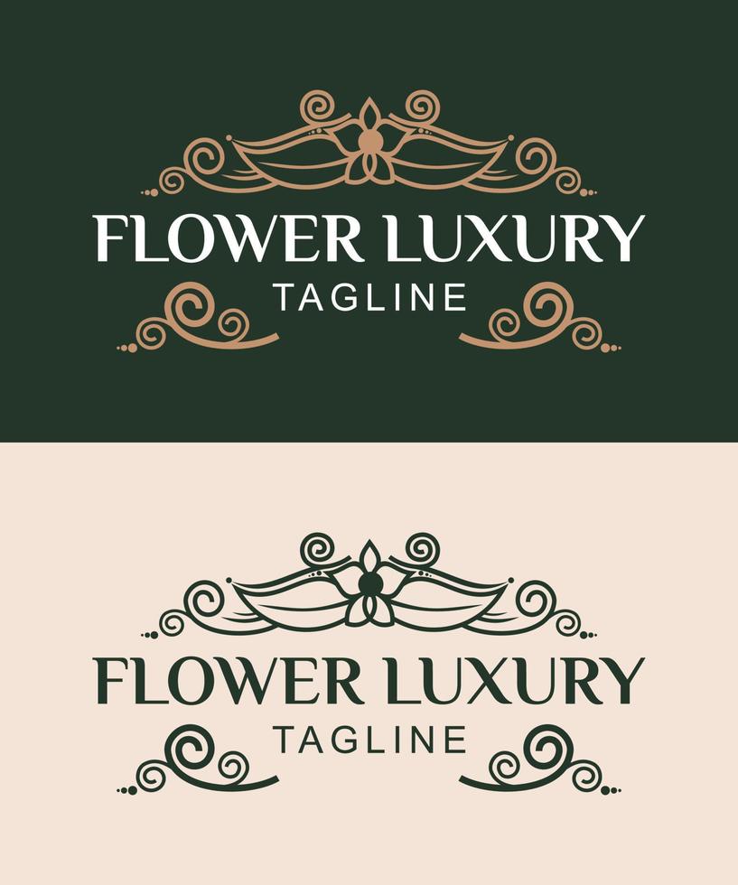 disegno vettoriale del logo della cornice floreale di lusso semplice, creativo e moderno