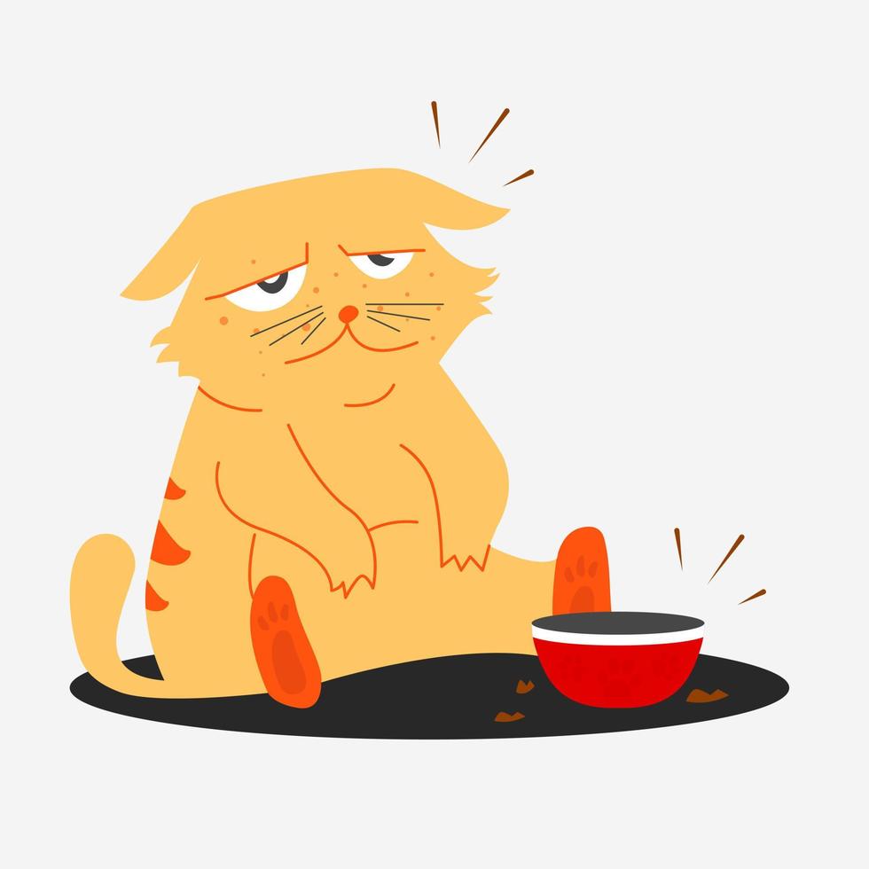 illustrazione del fumetto del gatto affamato vettore