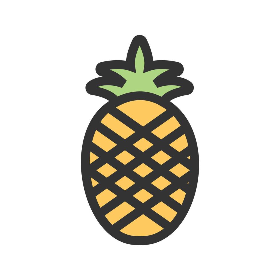 icona della linea riempita di ananas vettore