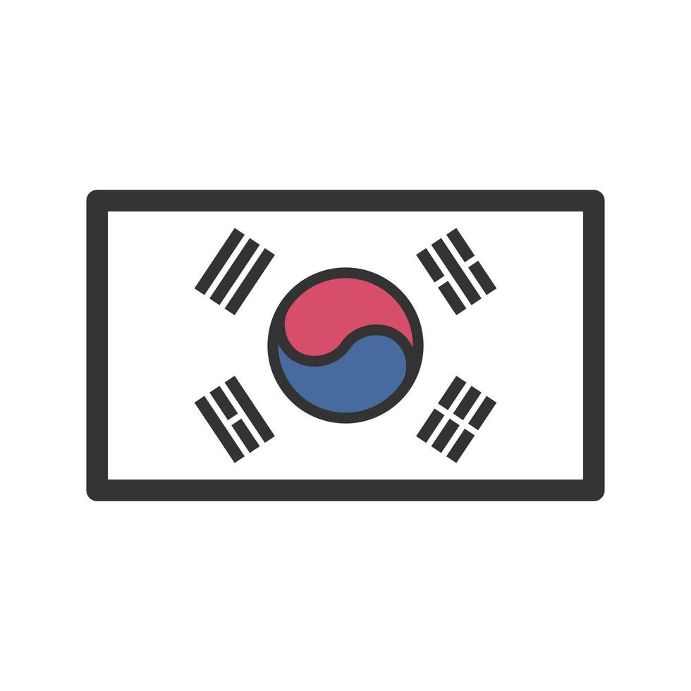 icona della linea riempita della Corea del Sud vettore