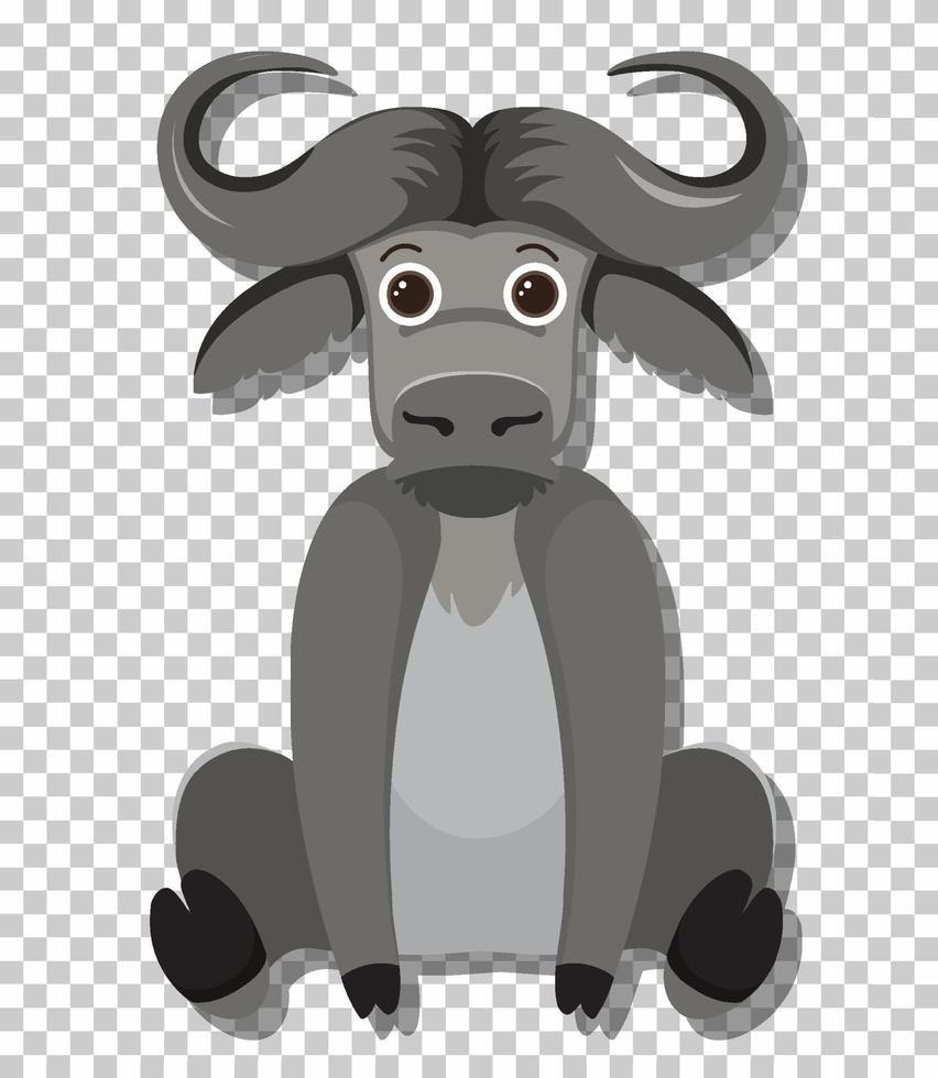 simpatico bufalo in stile cartone animato piatto vettore