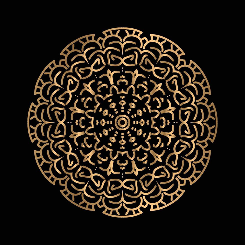 arte vettoriale di motivo circolare a forma di mandala per henné, mehndi, decorazione. illustrazione decorativa in stile etnico orientale colore dorato