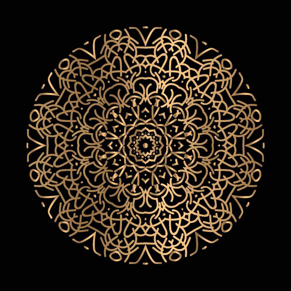 arte vettoriale di motivo circolare a forma di mandala per henné, mehndi, decorazione. illustrazione decorativa in stile etnico orientale colore dorato