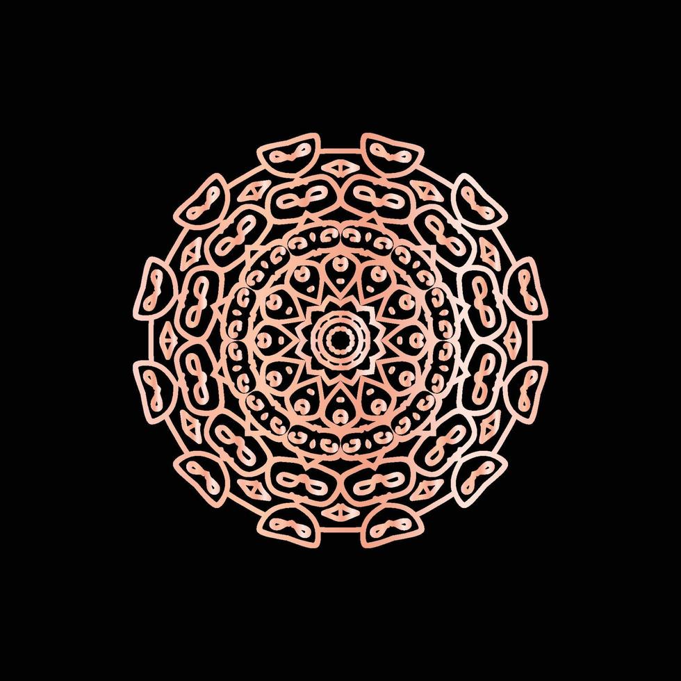 arte vettoriale di motivo circolare a forma di mandala per henné, mehndi, decorazione. illustrazione decorativa in stile etnico orientale colore dorato