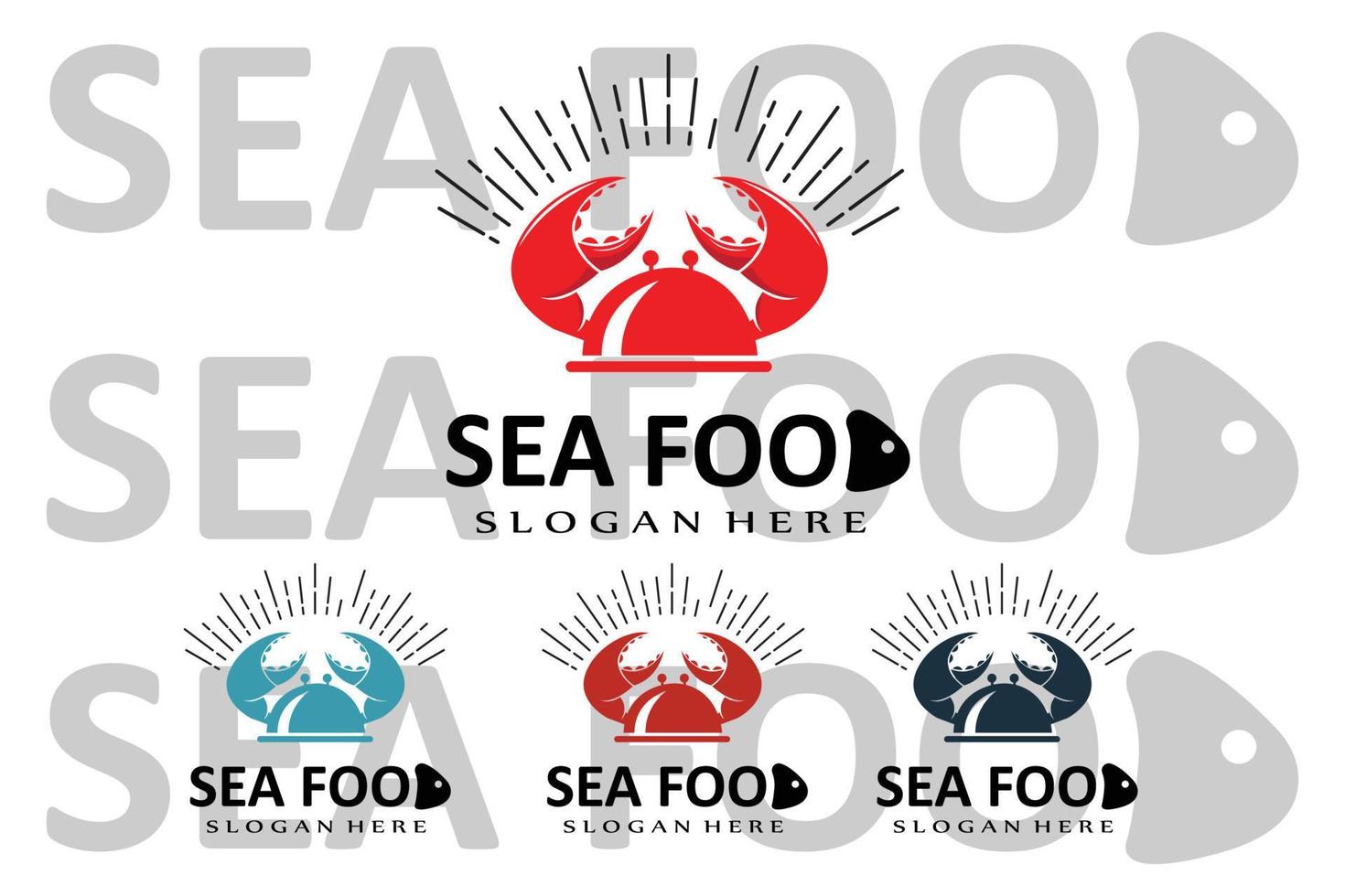 vettore di logo animale del mare di granchio rosso, ingredienti per la produzione di frutti di mare, design dell'illustrazione adatto per adesivi, serigrafia, striscioni, aziende di ristoranti
