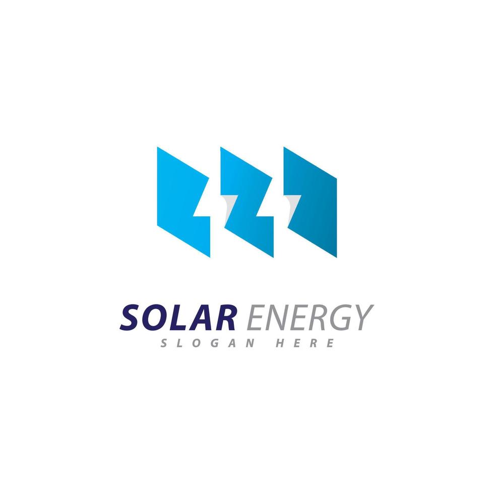 modello di progettazione logo energia solare. logo creativo dell'elettricità elettrica di energia del pannello solare vettore