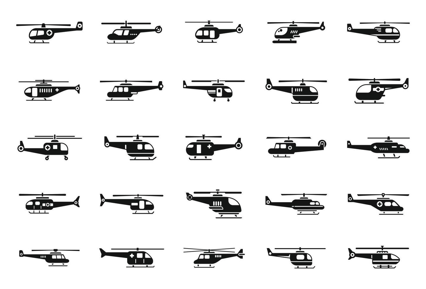 le icone dell'elicottero di salvataggio impostano il vettore semplice. motore ad aria
