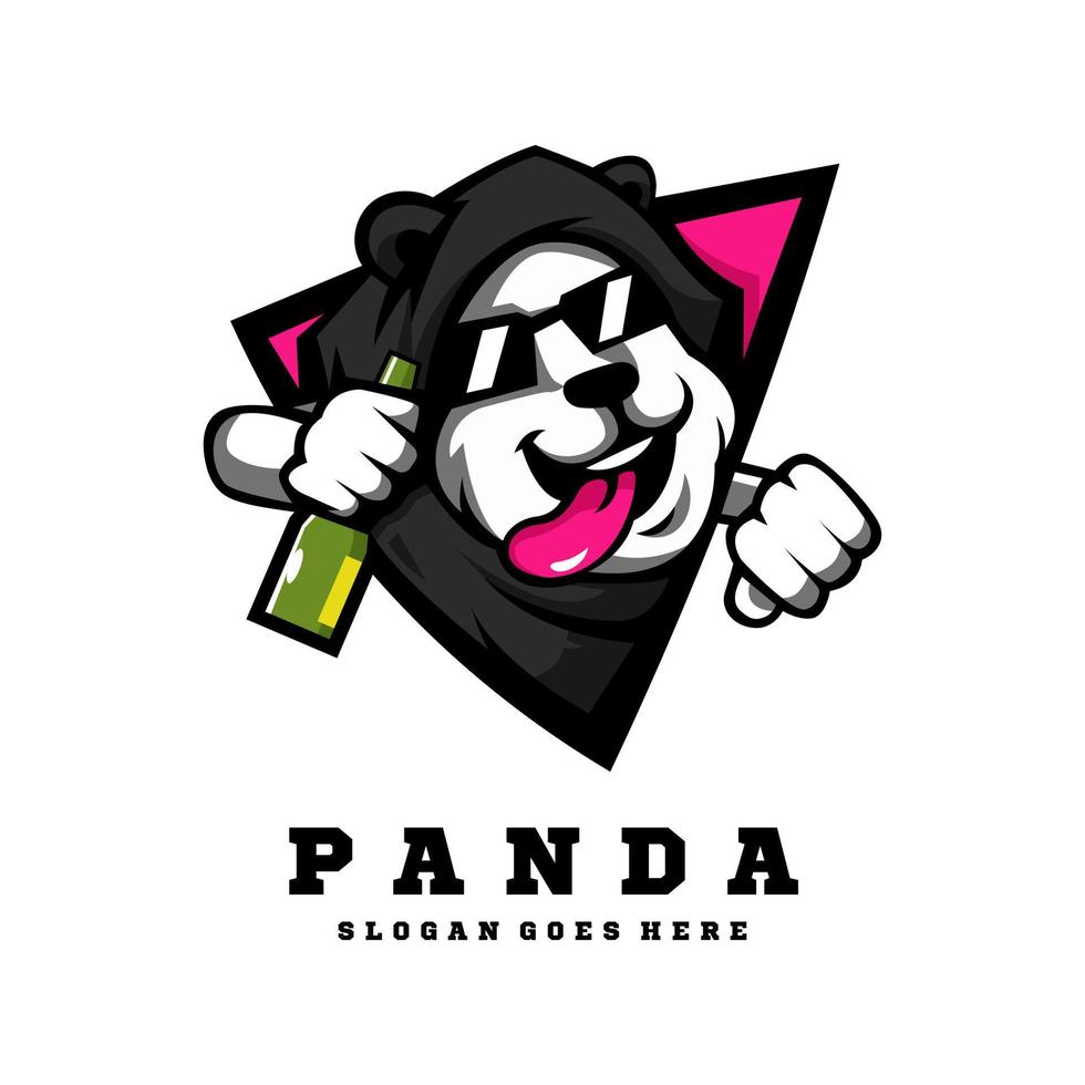 illustrazione di progettazione di logo della mascotte del fumetto del panda vettore