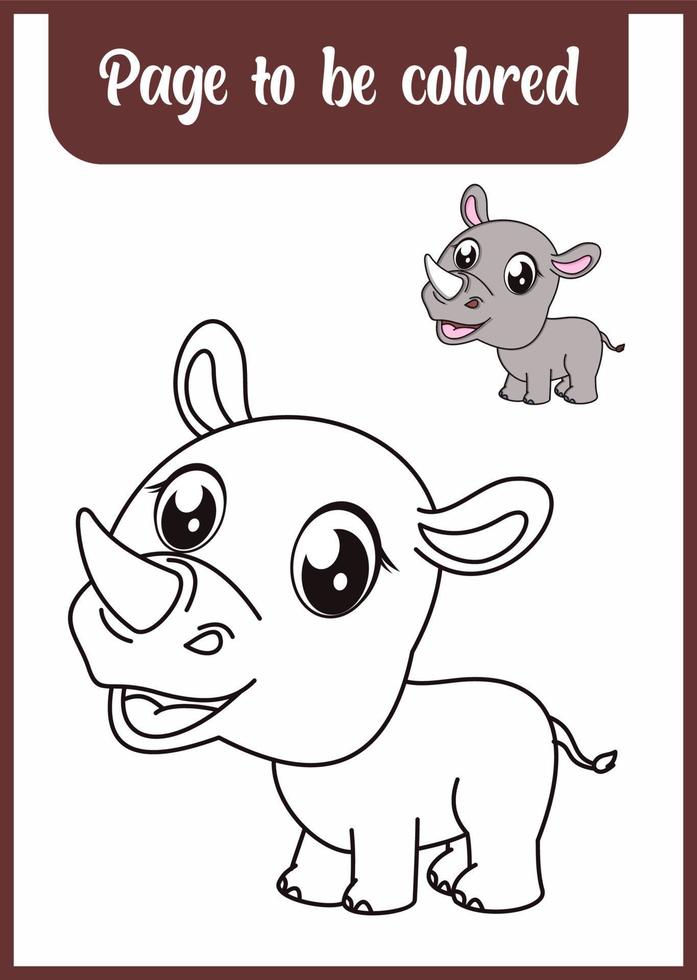libro da colorare per bambini. rinoceronte vettore