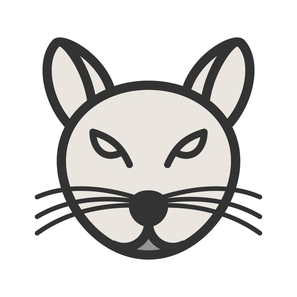 icona della linea piena di faccia di gatto vettore