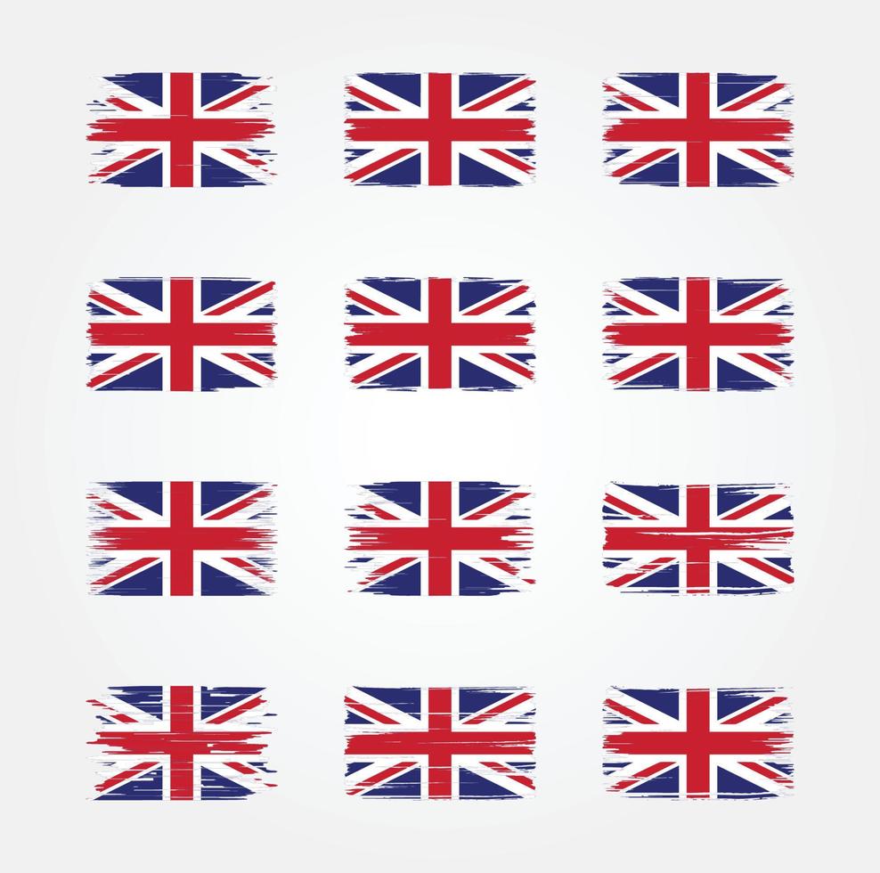 collezioni di pennelli bandiera del regno unito. bandiera nazionale vettore
