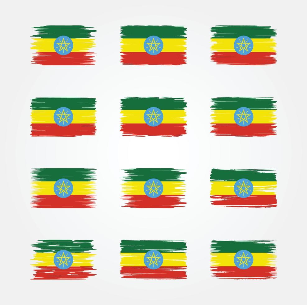 collezioni di pennelli bandiera etiopia. bandiera nazionale vettore