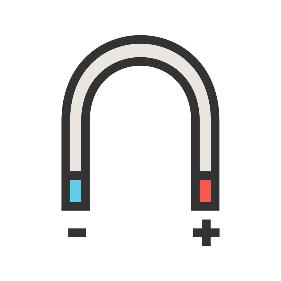 icona della linea piena di magnete vettore