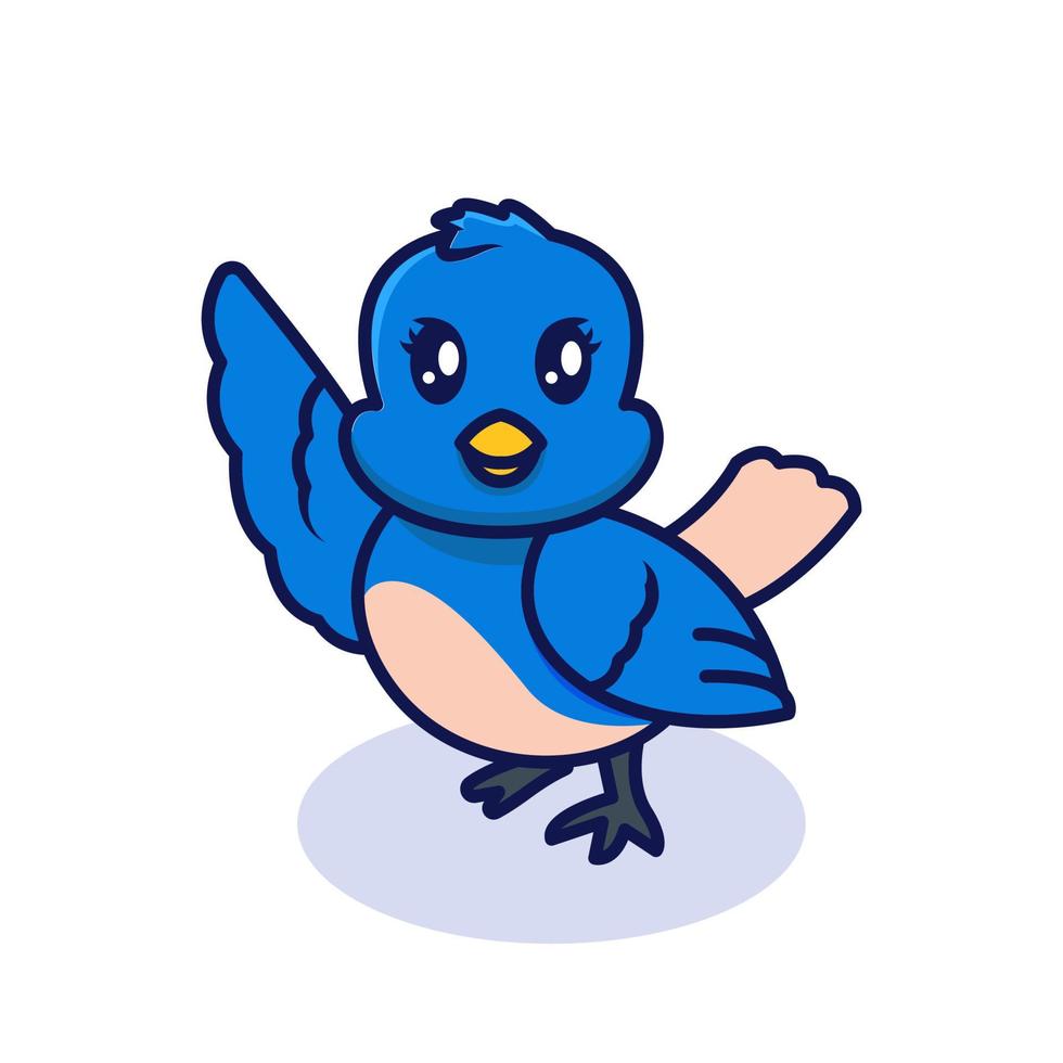 simpatica mascotte uccello blu vettore