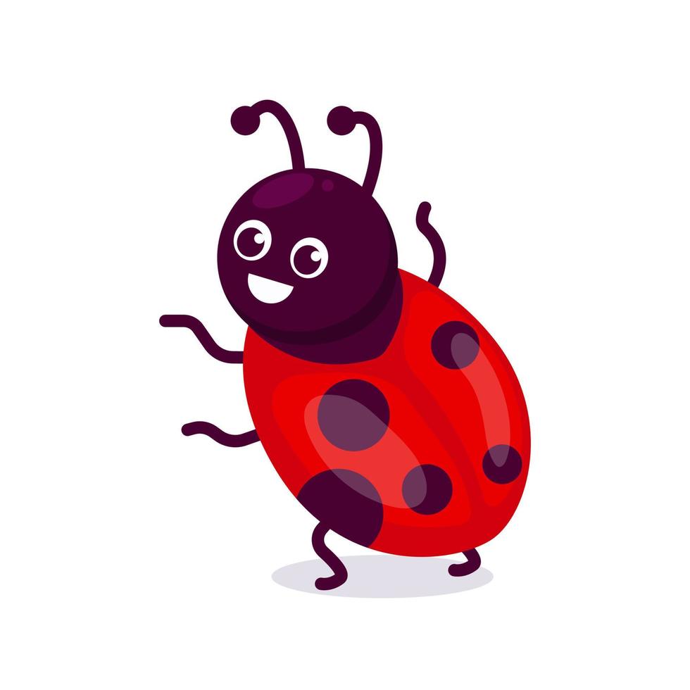 simpatico disegno della mascotte della coccinella vettore