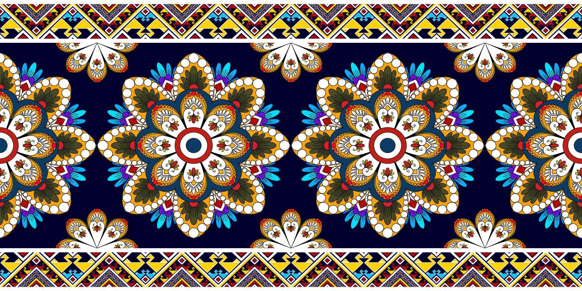 mandala astratto geometrico etnico modello senza cuciture design. tappeto in tessuto azteco mandala decorazioni tessili carta da parati. tribale boho nativo mandala turchia ricamo tradizionale sfondo vettoriale. vettore