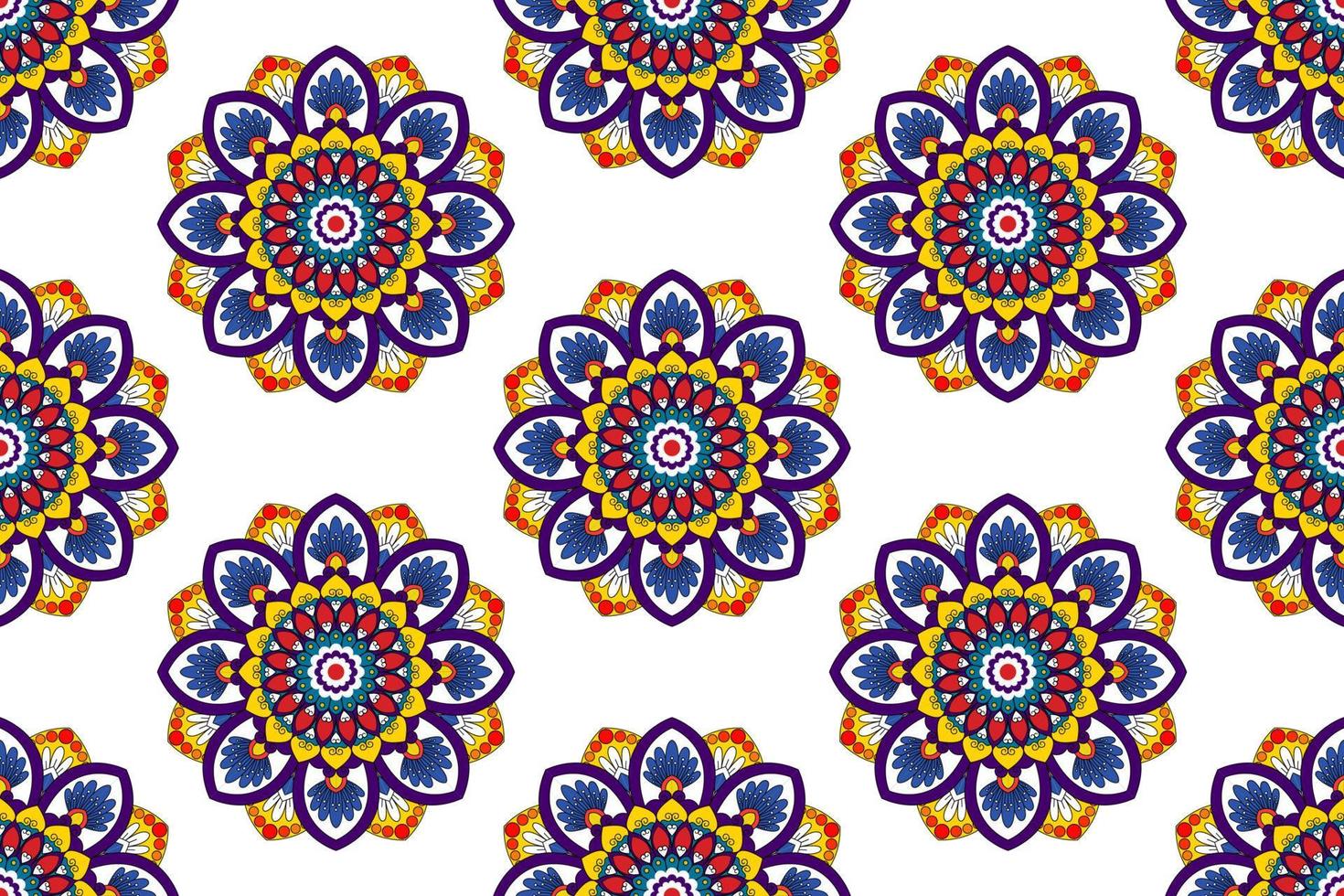 ikat mandala geometrica astratta design etnico senza cuciture. tappeto in tessuto azteco ornamenti mandala decorazioni tessili carta da parati. tribale boho mandala nativi turchia ricamo tradizionale vettore