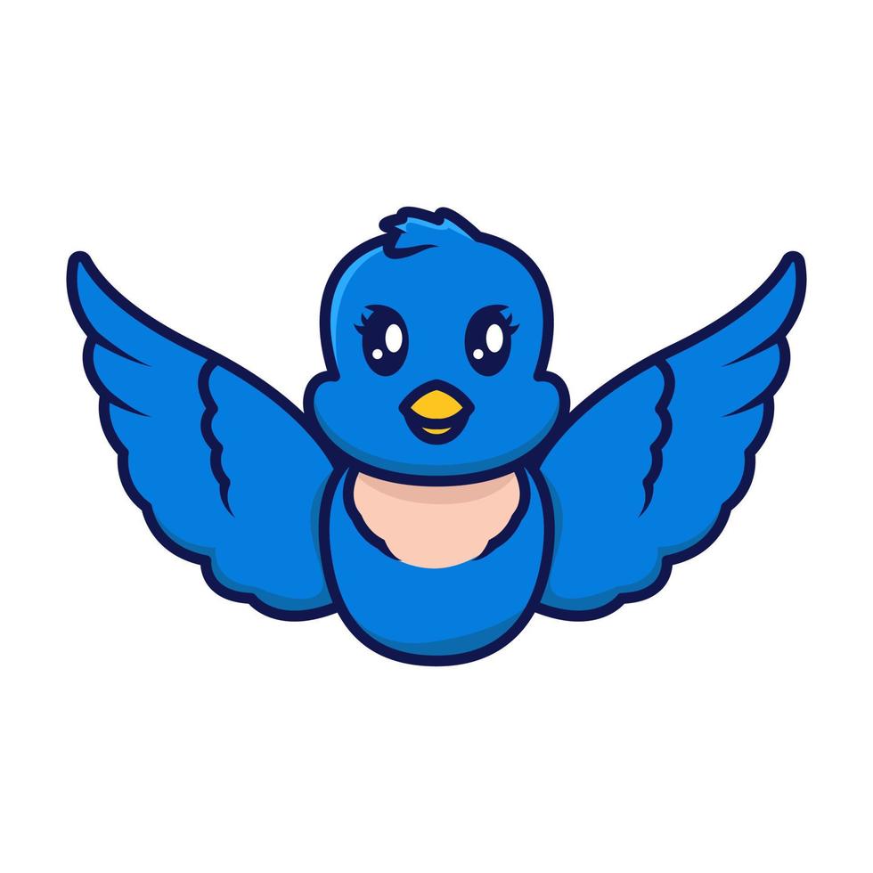 simpatica mascotte uccello blu vettore