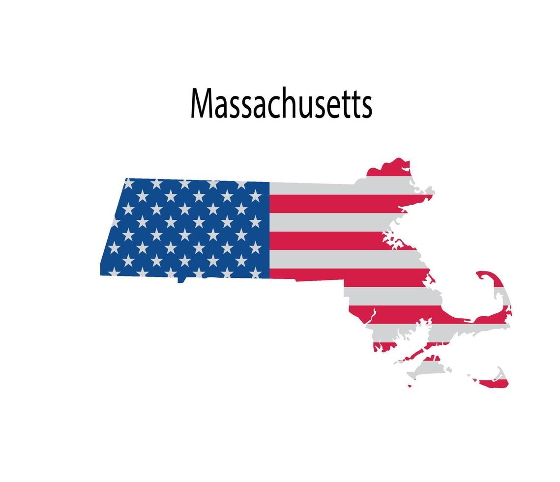 illustrazione della mappa del Massachusetts su sfondo bianco vettore