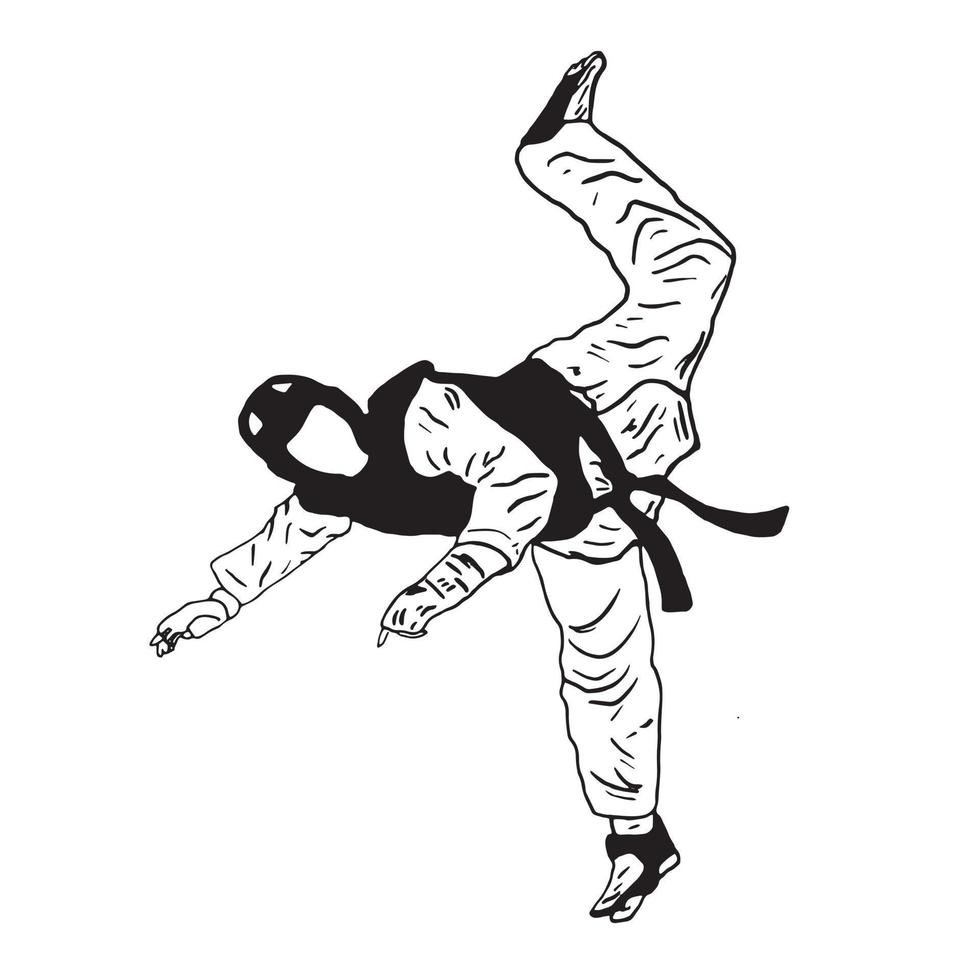 silhouette di vettore di calcio di taekwondo